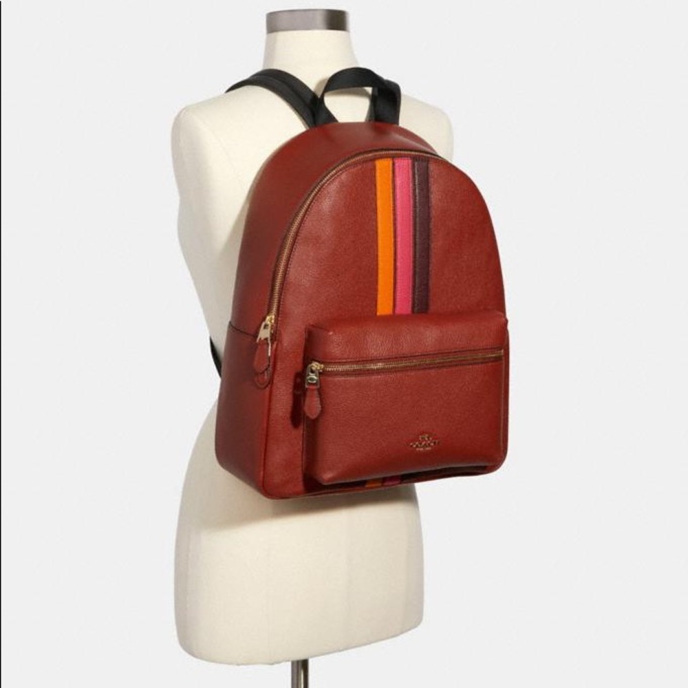New💃Coach Charlie Backpack With Varsity Stripe - Picture 10 of 11